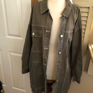 Fashion Nova Olive Green Denim Top